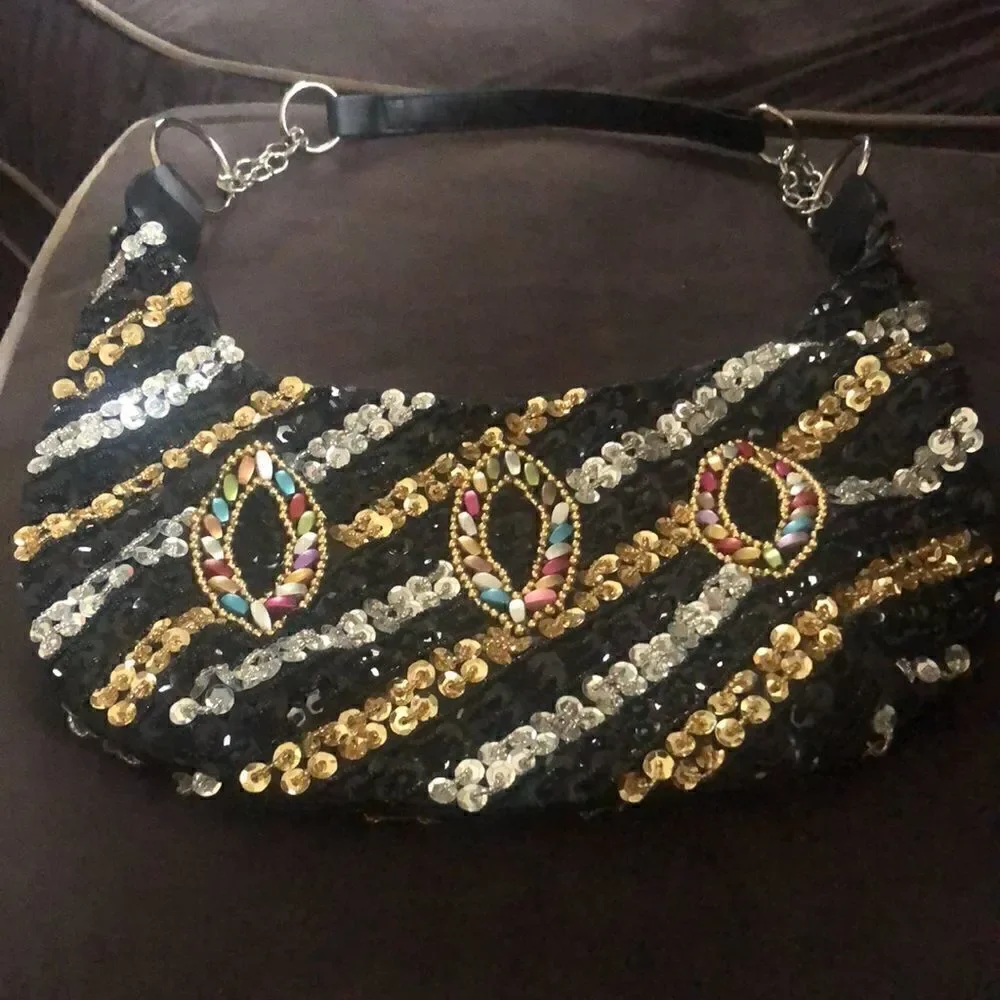 Hand made Medium Sequined Beaded Bag. So much detail .